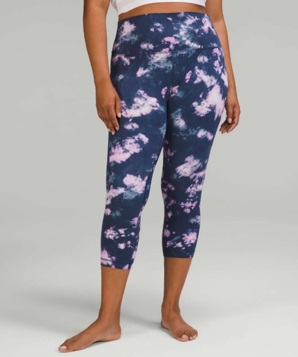 LULULEMON Align High-Rise Crop 23" Size 6 Circulate Tie Dye Mineral Blue EUC